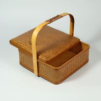 Panier multifonction en bambou et rotin tressé de style chinois, fait main et écologique, pour le rangement de collations et d'aliments, plateau et ensemble à thé