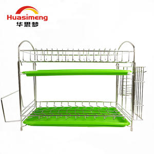 Huasimeng Escurridor de Platos Cuadrado de Doble Capa de Acero Inoxidable con Bandeja de Drenaje para Almacenamiento en Cocina, Tamaño L, Secado Rápido para Platos y Tazones - Product Image 3