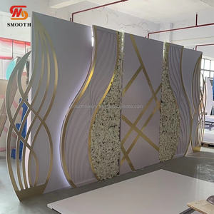 SMOOTH All Colors Artificial Flower Panel Events Stage <b>Backdrop</b> Decoration PVC Acrylic Square Shiny Gold Party <b>Backdrop</b> <b>Stand</b> - Product Image 5
