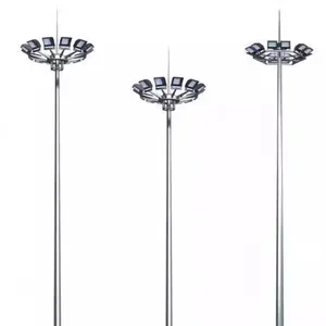 Sport Lighting Galvanized Steel Outdoor 90 FT High Mast Street Lighting Pole