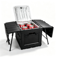 Boîte de rangement pliable 3-en-1, étanche, en plastique écologique, pliable pour le camping/le pique-nique/la plage avec des plateaux à couverts