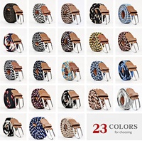 Sabuk Elastis Rajut Tenun Kain Kasual Unisex 64 Warna untuk Pria dan Wanita, Cocok untuk Celana Jeans, Multi-warna