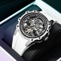 Montre mécanique automatique de luxe MEGIR 2243 en acier inoxydable, entièrement précise, avec cadran ajouré, étanche et lumineuse pour homme