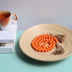 Guirnalda de cuentas de madera de 39 pulgadas <span class=keywords><strong>estilo</strong></span> granja con borlas cuentas de oración versátiles para colgar en la pared Boho Chic decoración del hogar artesanías de madera - Product Image 6