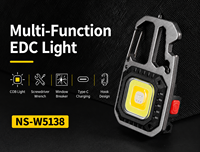 Lampe torche multifonctionnelle COB LED rechargeable par USB, étanche IP55, en alliage d'aluminium, avec ouvre-bouteille et faisceau large, pour situations d'urgence