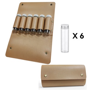 Bolsa Organizadora de Especias para Barbacoa de Cuero PU para Exteriores, Bolsa de Almacenamiento de Condimentos con Múltiples Compartimentos y 6 Frascos de Especias, Kit de Especias para Acampar - Product Image 1