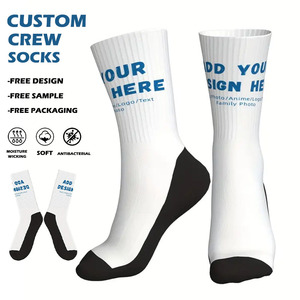 Chaussettes de sport personnalisées de marque Uron Impression numérique de logo tissé de style équipage à la mode disponible pour le corps inférieur de la manchette de la saison estivale - Product Image 1