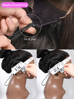 Perruque en cheveux humains à dentelle frontale 13x4, ondulation naturelle, noire cerise, pré-attachée, sans colle, avec frange encadrant le visage pour femmes noires