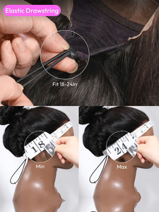 Schwarze Kirschblüten-Body-Wave 13x4 Lace-Front Echthaar-Perücke, vorgefertigt, kleberlos, mit Kordelzug und Pony für schwarze Frauen - Product Image 5