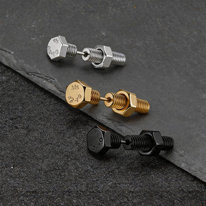 <strong>Quirky</strong> Industrial Screw Stud <strong>Earrings</strong> 316L Surgical Steel PVD Waterproof Non-fading Helix Tragus Body Piercing Jewelry - Product Image 1