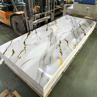 Panel de Pared de PVC de Lujo 2025, Panel Decorativo Dorado con Efecto Mármol para el Hogar, Alta Calidad, Resistente a los Arañazos, Impermeable, Tradicional, Ignífugo