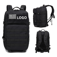 45L Noir Haute Qualité Sac À Dos Tactique Sac À Dos Étanche Gym Multi-fonctionnel Sport Voyage Grande Capacité Sac À Dos