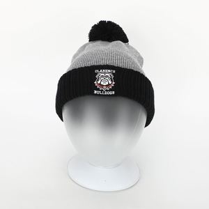 Wholesale Custom Embroidery Logo <b>Men</b> Women Knitted <b>Bobble</b> <b>Hat</b> Ski Warm Winter Cap Grey Acrylic Pom Pom Beanies - Product Image 2