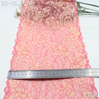 Harga Pabrik Kain Jaring Elastis Motif Bunga Dua Warna Hitam Pink 22cm Ramah Lingkungan, Gaya Vintage untuk Bra Wanita