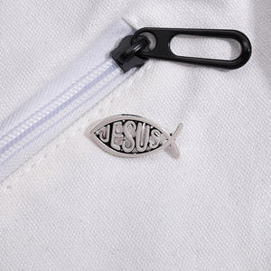 Diseño personalizado plata Metal Jesús broche dibujos animados pez en forma de esmalte Pin solapa insignia <span class=keywords><strong>precio</strong></span> al por mayor sin mínimo - Product Image 5