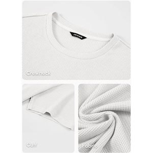 Custom Men's Casual T-Shirt Solid Color Crewneck <b>Waffle</b> Knit Tees Stretch Short Sleeves 240g Fabric Weight Yarn Dyed Compressed - Product Image 3