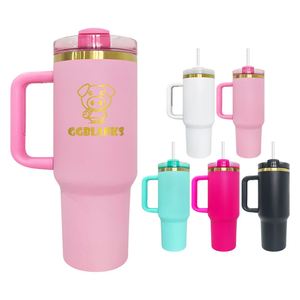 Vaso Personalizado con Logotipo H2.0, Recubrimiento en Polvo, 40 oz, Holográfico, Dorado, con Asa para Grabar - Product Image 1