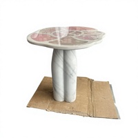 Table d'appoint moderne de luxe en marbre, design floral rose fait main, décorative, facile à nettoyer, mobilier de maison, table basse pour salon