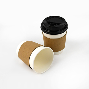En stock, gobelet à café en papier à <span class=keywords><strong>double</strong></span> paroi biodégradable et écologique, jetable, pour boissons chaudes, 8 oz, avec couvercle - Product Image 1