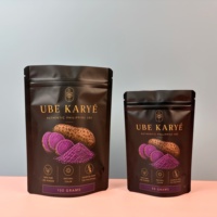 Sachets en plastique de qualité alimentaire personnalisés avec logo imprimé, finition mate, 50g 100g, pour poudre d'UBE, farine d'igname, flocons de manioc, OPP/VMPET/PE