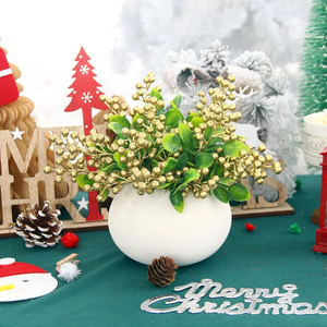 6 Pack Réaliste <span class=keywords><strong>Faux</strong></span> Or Berry Tiges Collection De Noël <span class=keywords><strong>Faux</strong></span> <span class=keywords><strong>Houx</strong></span> Berry Arbre Ornements DIY Guirlande Vase Vacances Décor À La Maison - Product Image 3