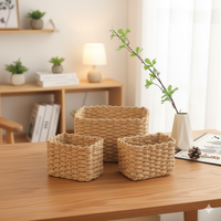 Ensemble de paniers de rangement empilables rectangulaires en corde de papier écologique tressée, personnalisables, style moderne et minimaliste, vente en gros