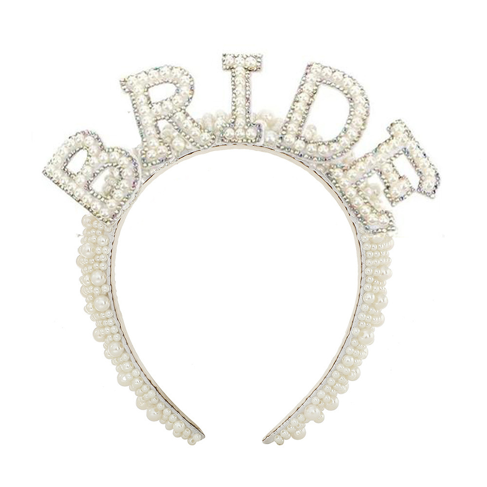 Bride pearl hairband with ab crystals