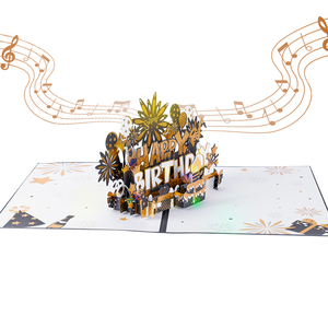 Carte pop-up 3D découpée au laser <span class=keywords><strong>Joyeux</strong></span> <span class=keywords><strong>Anniversaire</strong></span> avec <span class=keywords><strong>musique</strong></span> et lumières LED, en papier fait main, style <span class=keywords><strong>moderne</strong></span>, avec enveloppe et étiquette de message - Nouveauté - Product Image 1