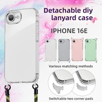Coque de téléphone transparente en TPU souple antichoc découpée avec précision, avec lanière détachable à quatre coins, pour iPhone 18, 17, 16 Pro Max