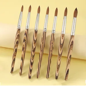 Prue Kolinsky Acrylic Nail Brush Oval Round <b>Head</b> Spliced Wood Handle Professional Salon Quality for Acrylic Powder Size 8-20# - Product Image 6