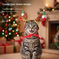 Accessoires capillaires pour animaux de compagnie style cerf à pompons tricolores, style original, pour chats et chiens, toutes saisons – Meilleures ventes de Noël