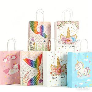 Sacs en papier pour cadeaux et friandises de fête licorne, décorations pour fête d'anniversaire, cadeaux pour fête sur le thème des animaux - Product Image 1