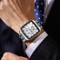 Reloj Poedagar 866 para Hombre, de Lujo, Cuadrado, Cronógrafo, Acero Inoxidable, Luminoso, Resistente al Agua, Venta al Por Mayor, Directo de Fábrica, Listo para Enviar
