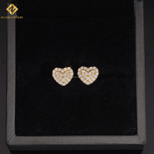 New Arrivals Fashion Style Pass Diamond Tester Screw <b>Back</b> Iced Out Man Round VVS1 Moissanite Diamond Hip Hop Heart Shape <b>Earring</b> - Product Image 5