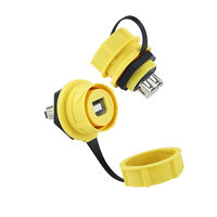 LSHITECH M21 Conector USB Tipo B Hembra para Montaje en Panel, IP67, Níquel con Baño de Cobre Dorado, para Gabinetes de Control Industrial