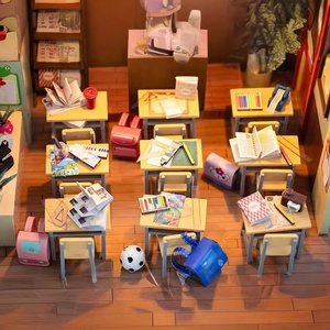 YD TOYS บ้าน DIY ยุคแห่งความไร้เดียงสา ชุดประกอบไม้ 3 มิติ แบบจำลองห้องเรียน-21x32x5.5 ซม. ของขวัญสำหรับฤดูกาลรับปริญญา - Product Image 4