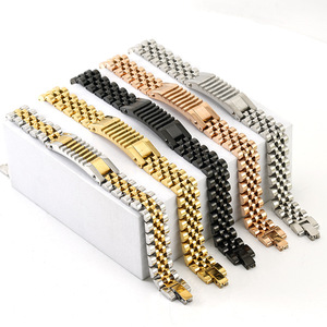 ZOGXIN Gold Stainless Steel Watch Band 20mm Geometric Design Durable Men's Bracelet - Product Image 3