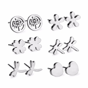 Pendientes de botón chapados en oro de 18 quilates con piedra esférica, pendientes de acero inoxidable de alta calidad que nunca cambian de color - Product Image 3