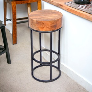 Black Metal & Wood Kitchen & Restaurant Bar <b>Stools</b> with Comfort Seat for Home Office & Hotel Use Commercial Furniture - Product Image 6