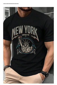 Verano 180 gramos 3D tela hombres Camiseta de manga corta Europa y Estados Unidos todas las camisetas sueltas casuales a juego - Product Image 6
