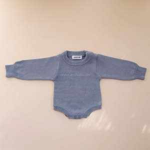 Cuddly Cotton Baby Boy Dusty Blue Romper Announcement Custom Flat Knit Romper Newborn Gift <strong>Outfit</strong> Newborn <strong>Coming</strong> <strong>Home</strong> <strong>Outfit</strong> Set - Product Image 2