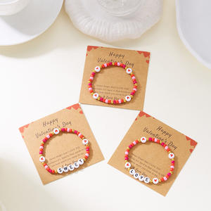 Bracelet à lettres multicolores tendance pour couple, bracelet à lettres personnalisé fait à la main, bracelet d'<span class=keywords><strong>amitié</strong></span> doux et amoureux pour cadeau de Saint-Valentin - Product Image 1