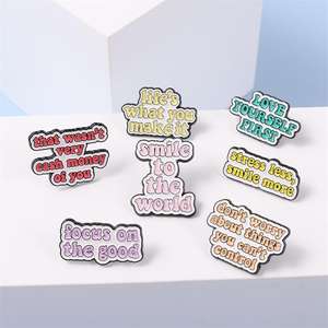 Broche de letras de liga, personalidade, sorriso para a palavra, esmalte, energia positiva, pino - Product Image 4