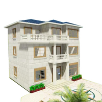 Casa prefabricada de tres pisos de nuevo diseño, villa de lujo, casa de marco de acero ligero con muebles