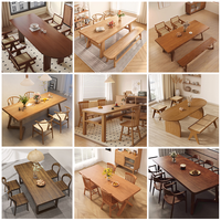Nouveau design table en bois massif noir table à manger classique maison table à manger rustique
