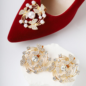 Clips de zapatos de perlas de Metal de círculo cuadrado accesorios de decoración de zapatos de mujer extraíbles de lujo con 7 adornos de joyas - Product Image 1