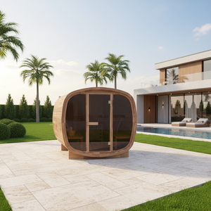 Sauna Eléctrica Exterior de Cedro Rojo y Hemlock para 6 Personas, Ecológica, de Barril Cuadrado, con Vapor Seco, 6KW, 1 Año de Garantía - Product Image 1