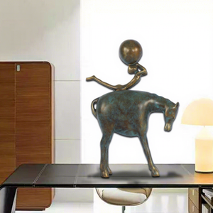 Ornement de vacheur à cheval en bronze imitation, décoration moderne pour la maison, sculpture d'art de bureau pour salon - Product Image 3