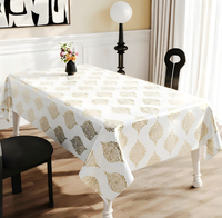 Nappe de luxe en PU, base blanche, motif vintage doré, personnalisable, écologique, toutes tailles et designs, imperméable et anti-taches, Moyen-Orient