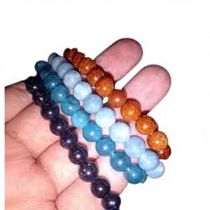 Fashion Trendy Resin Polished Eco-Friendly Crack <b>Glass</b> Crystal 8mm 10mm Beads Stretch Bangle Fine Jewelry for Women <b>Girls</b> - Product Image 1